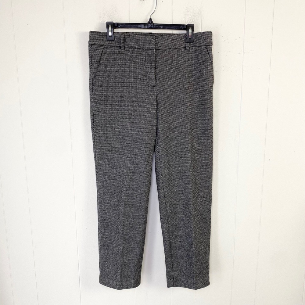 LOFT The Riviera Slim Pants Womens 10 Black White Houndstooth Ankle Trousers